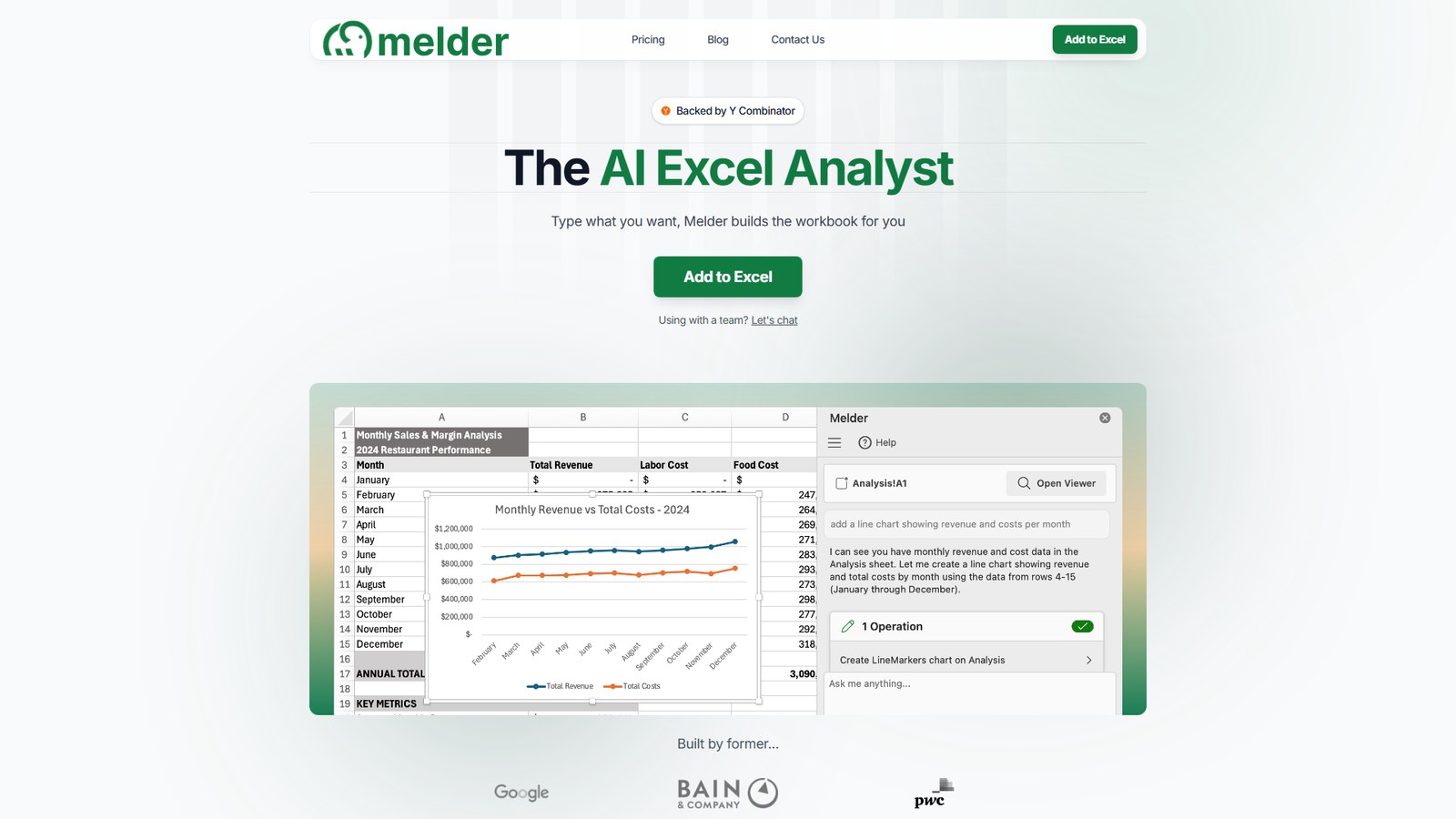 Melder - AI for Excel Screenshot