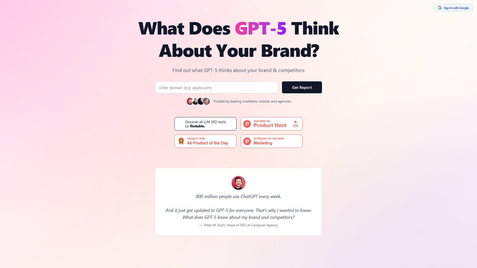 GPT-5 SEO Brand Visiblity Screenshot