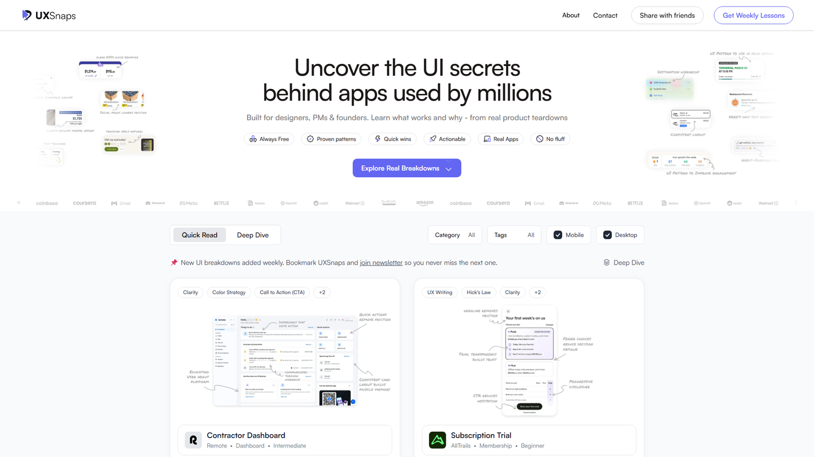 UXSnaps Screenshot