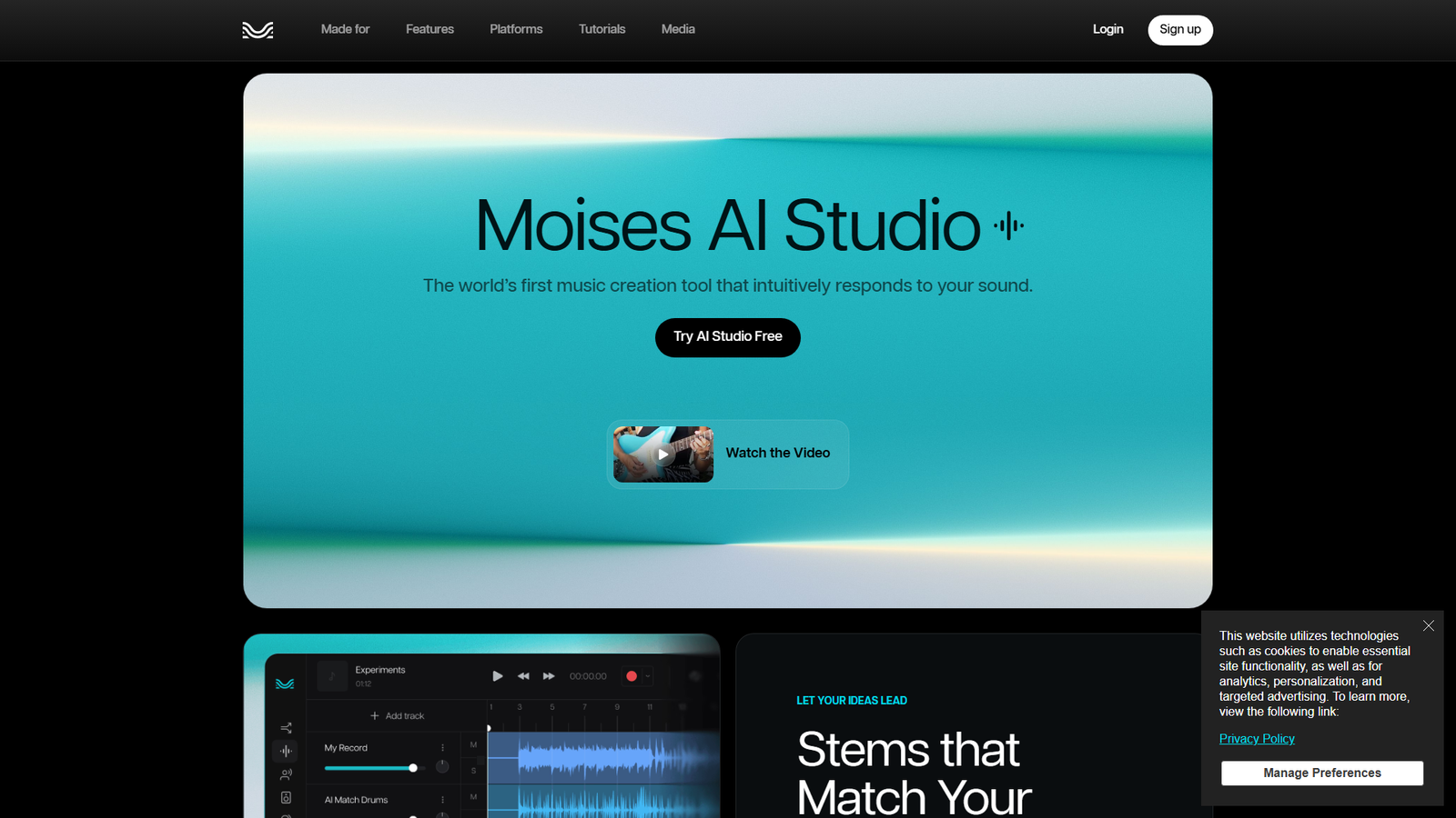 Moises AI Studio Screenshot