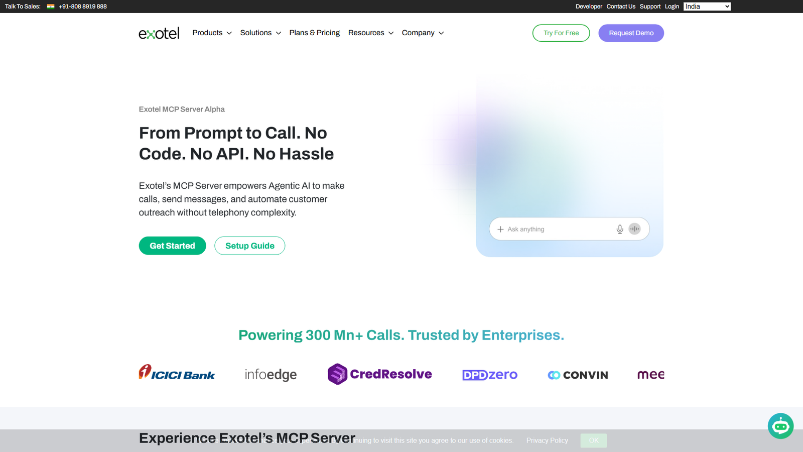 Exotel's MCP Server Screenshot