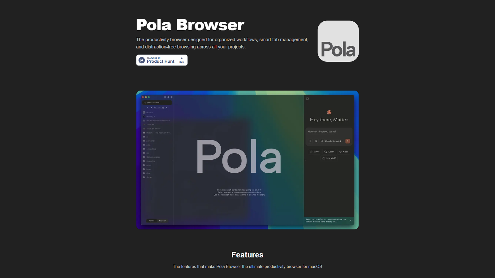 Pola Browser Screenshot