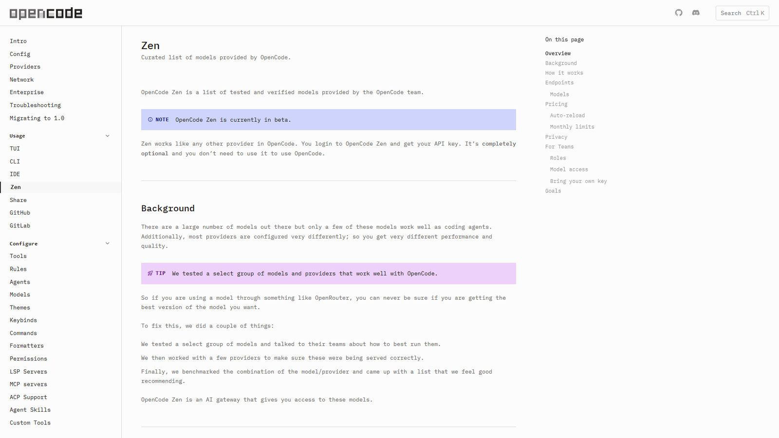 opencode zen Screenshot