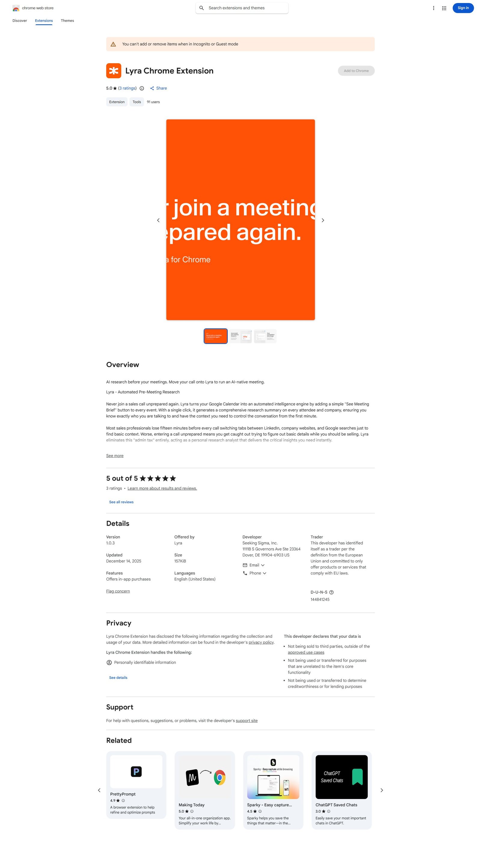 Lyra Chrome Extension Screenshot