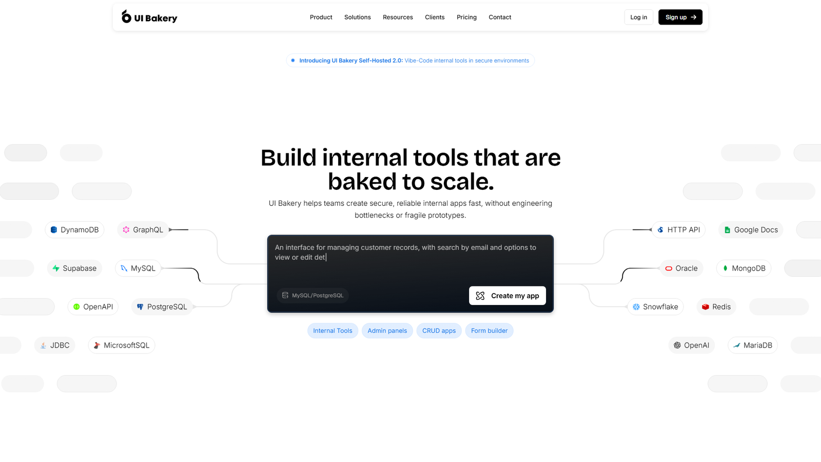 UI Bakery App Agent Screenshot