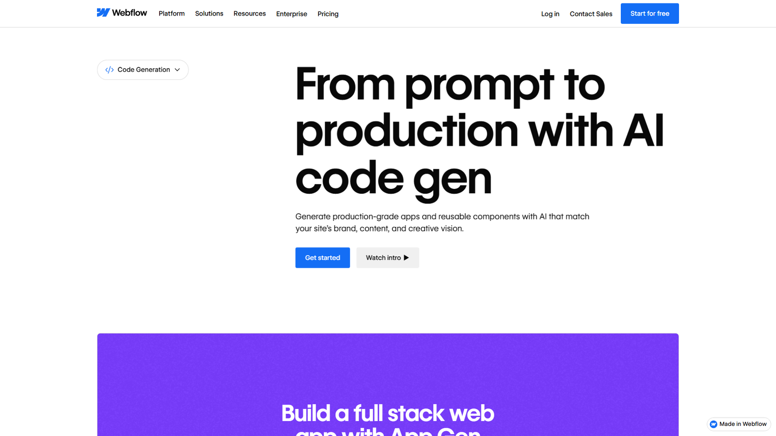 Webflow App Gen Screenshot