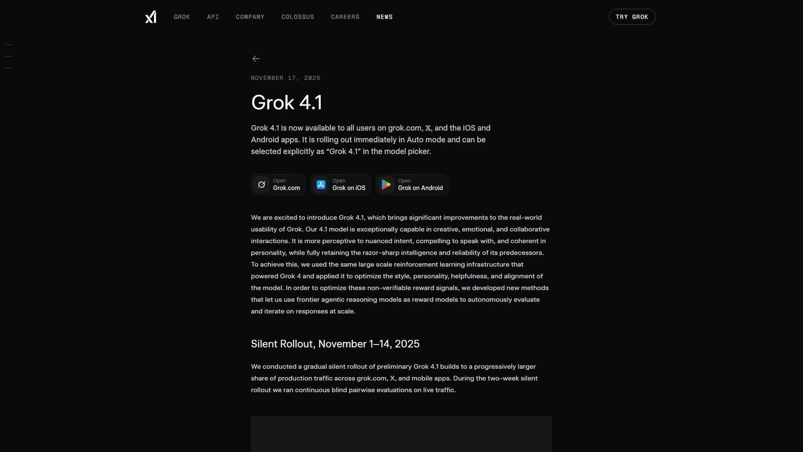 Grok 4.1 Screenshot