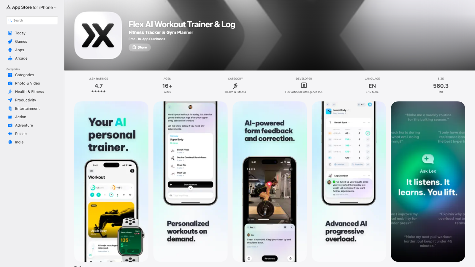 Flex AI: Your AI Personal Trainer Screenshot