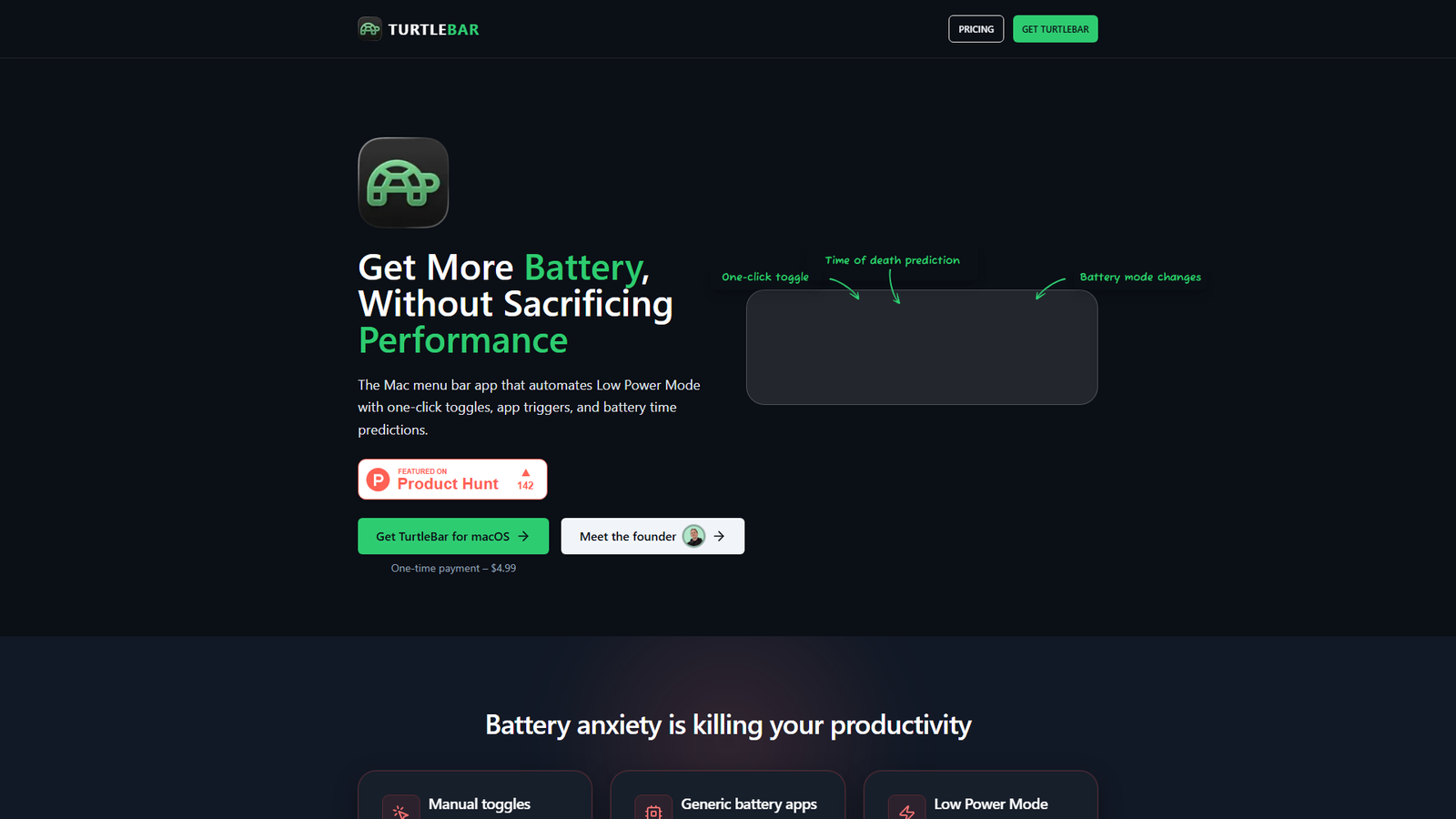 TurtleBar - Smart Battery Saver for Mac Screenshot