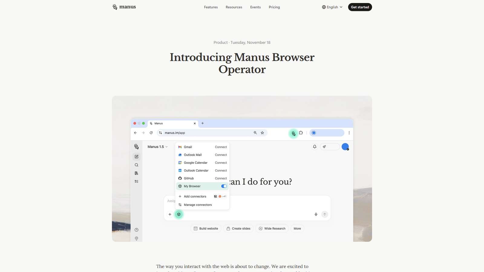 Manus Browser Operator Screenshot