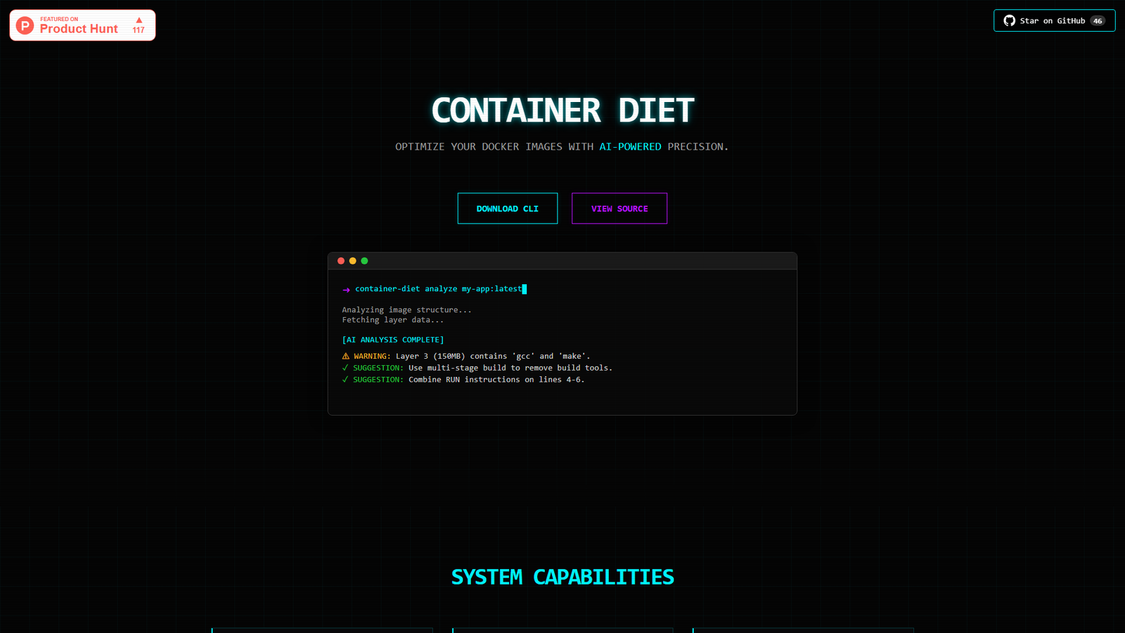 Container Diet Screenshot