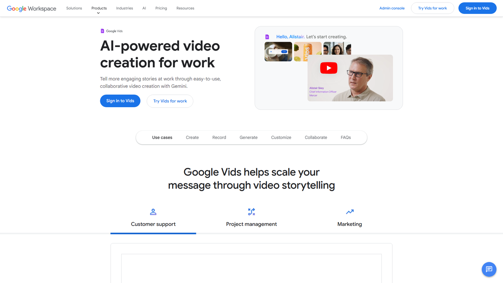 Google Vids Screenshot
