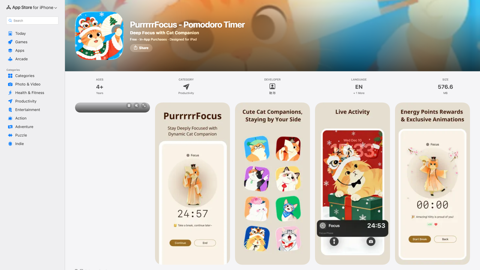 PurrrrrFocus Pomodoro  Screenshot