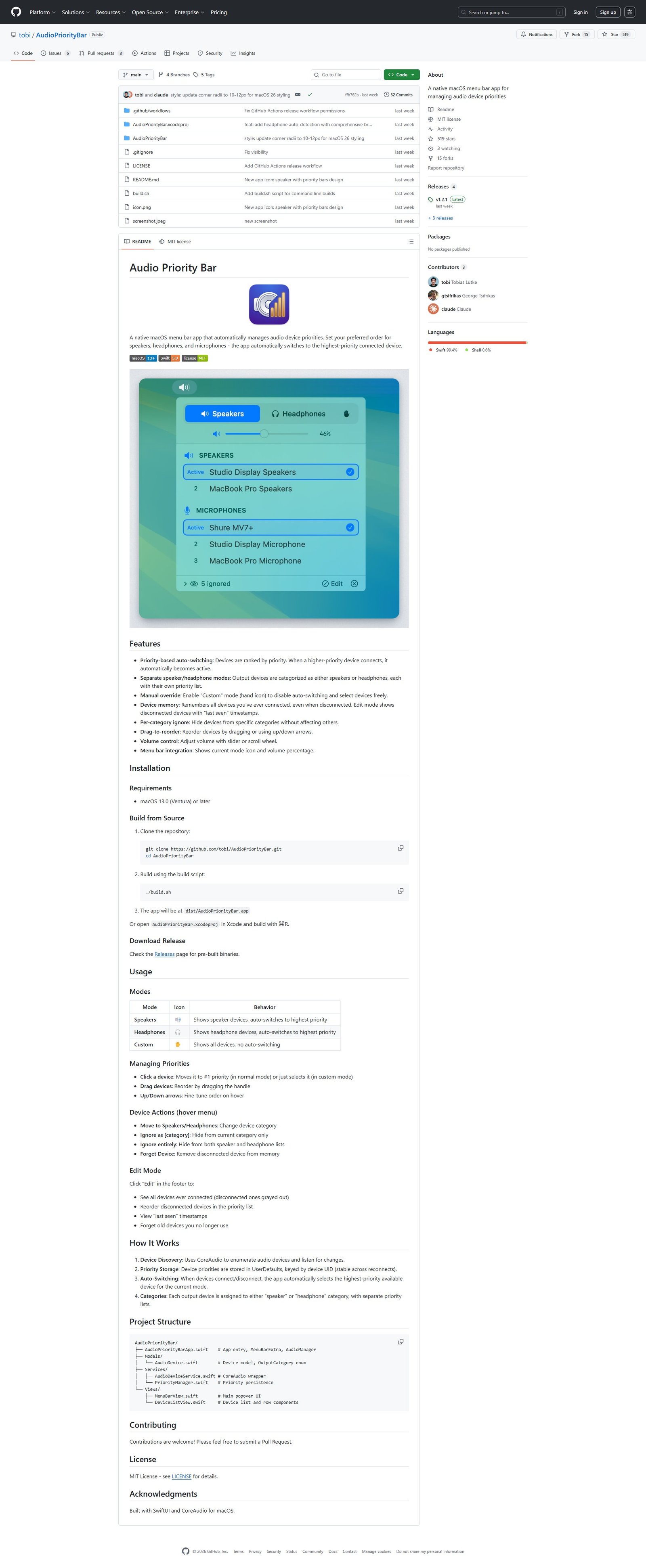 AudioPriorityBar Screenshot