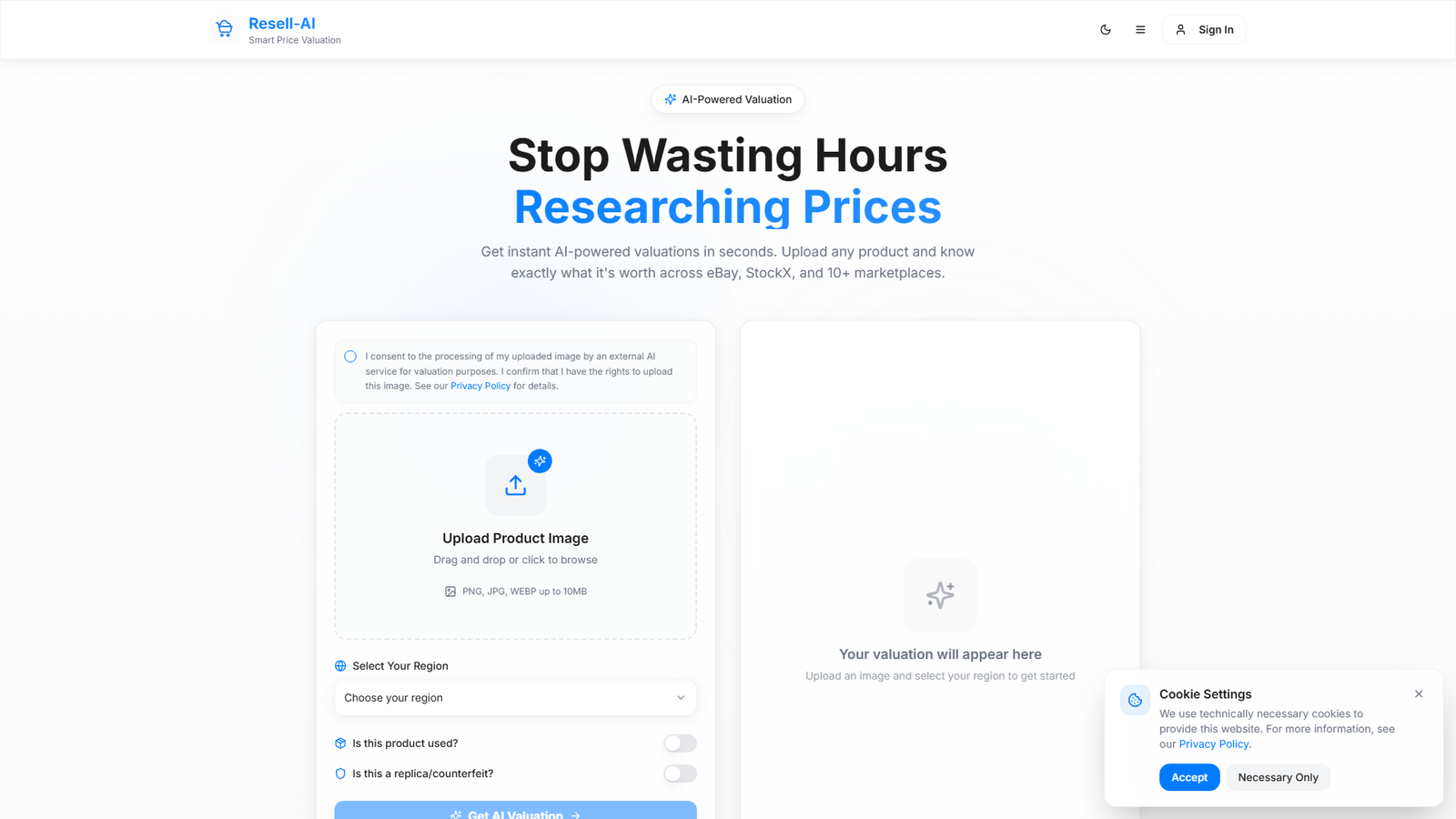 Resell AI Screenshot