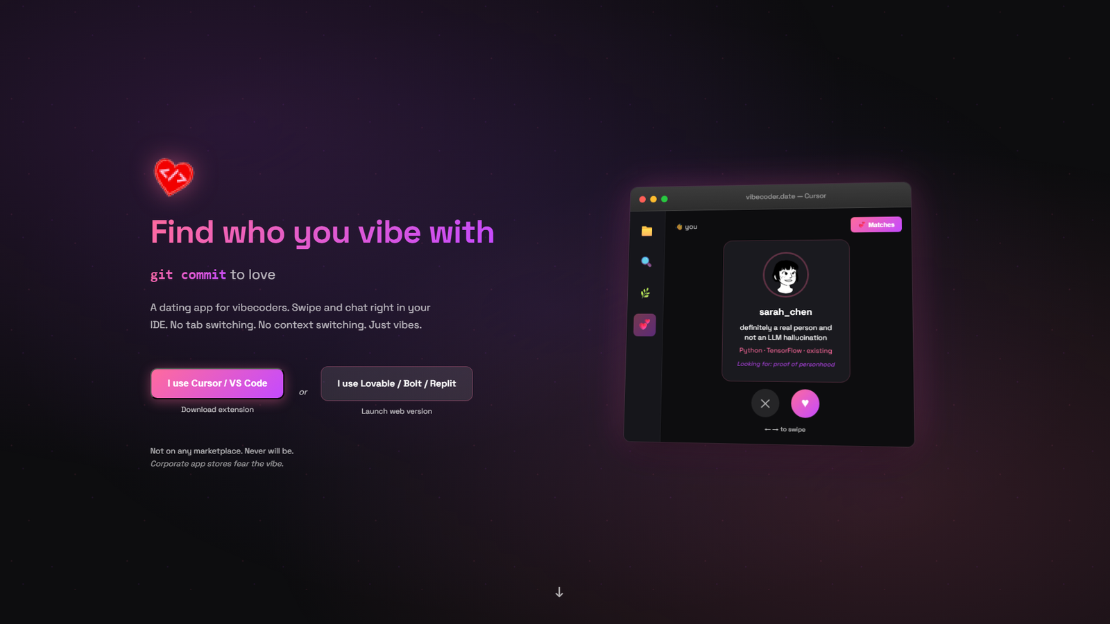 vibecoder.date Screenshot