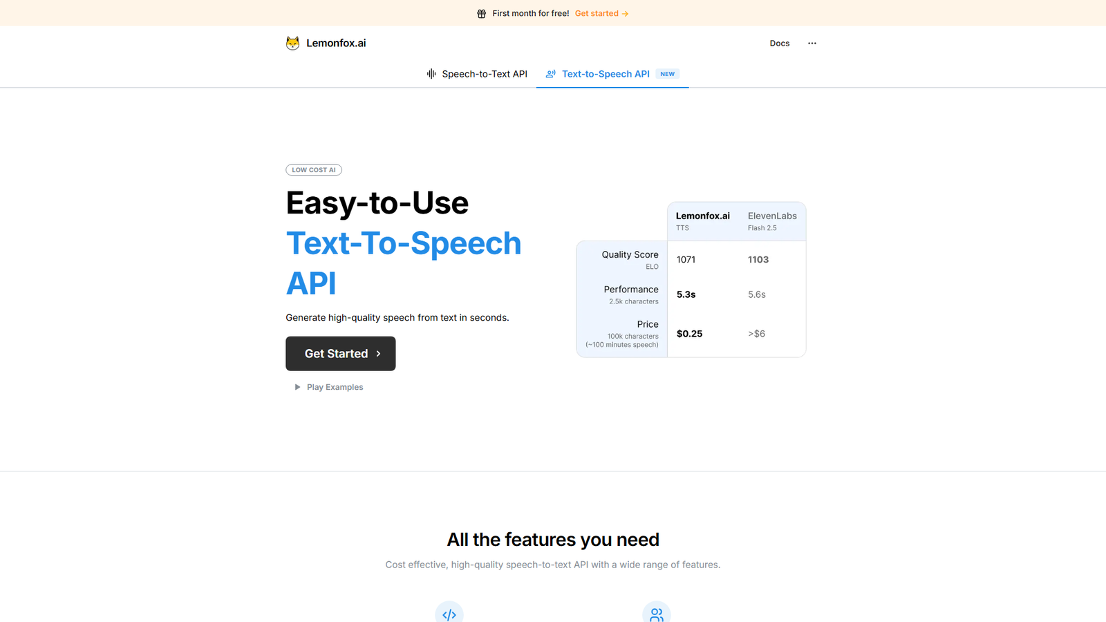 Lemonfox.ai Screenshot
