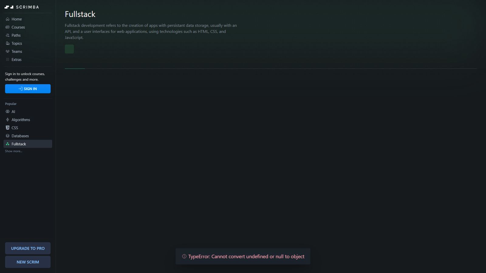 Scrimba Fullstack Screenshot