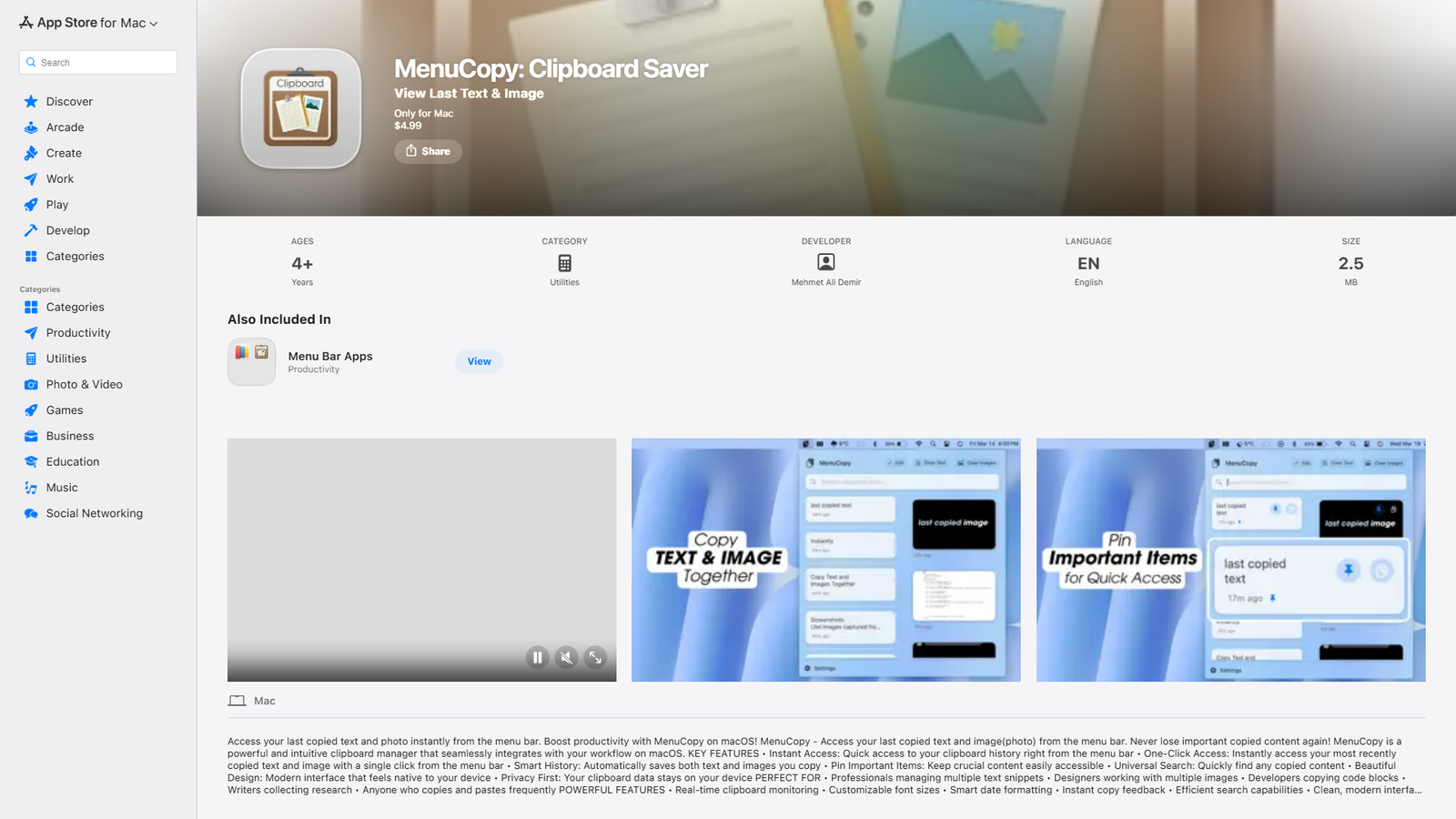 MenuCopy - View copied text & image Screenshot