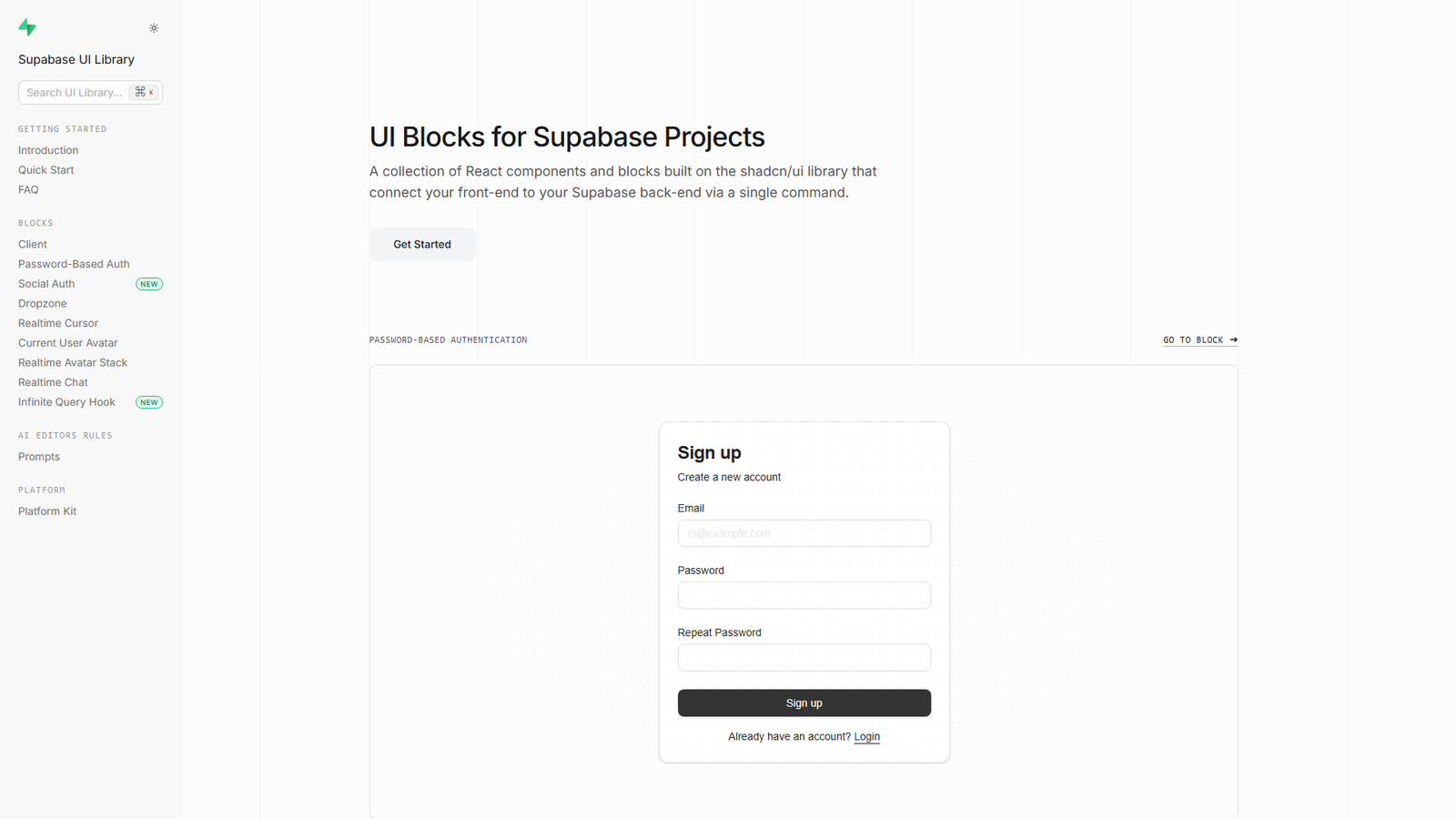 Supabase UI Library Screenshot