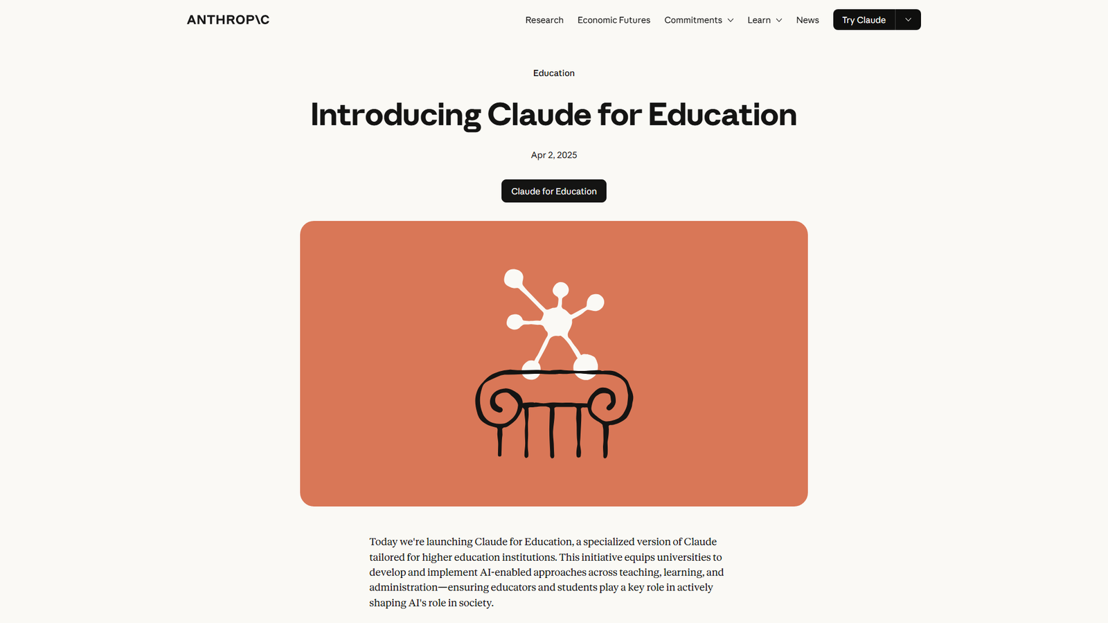 Claude for Education Screenshot