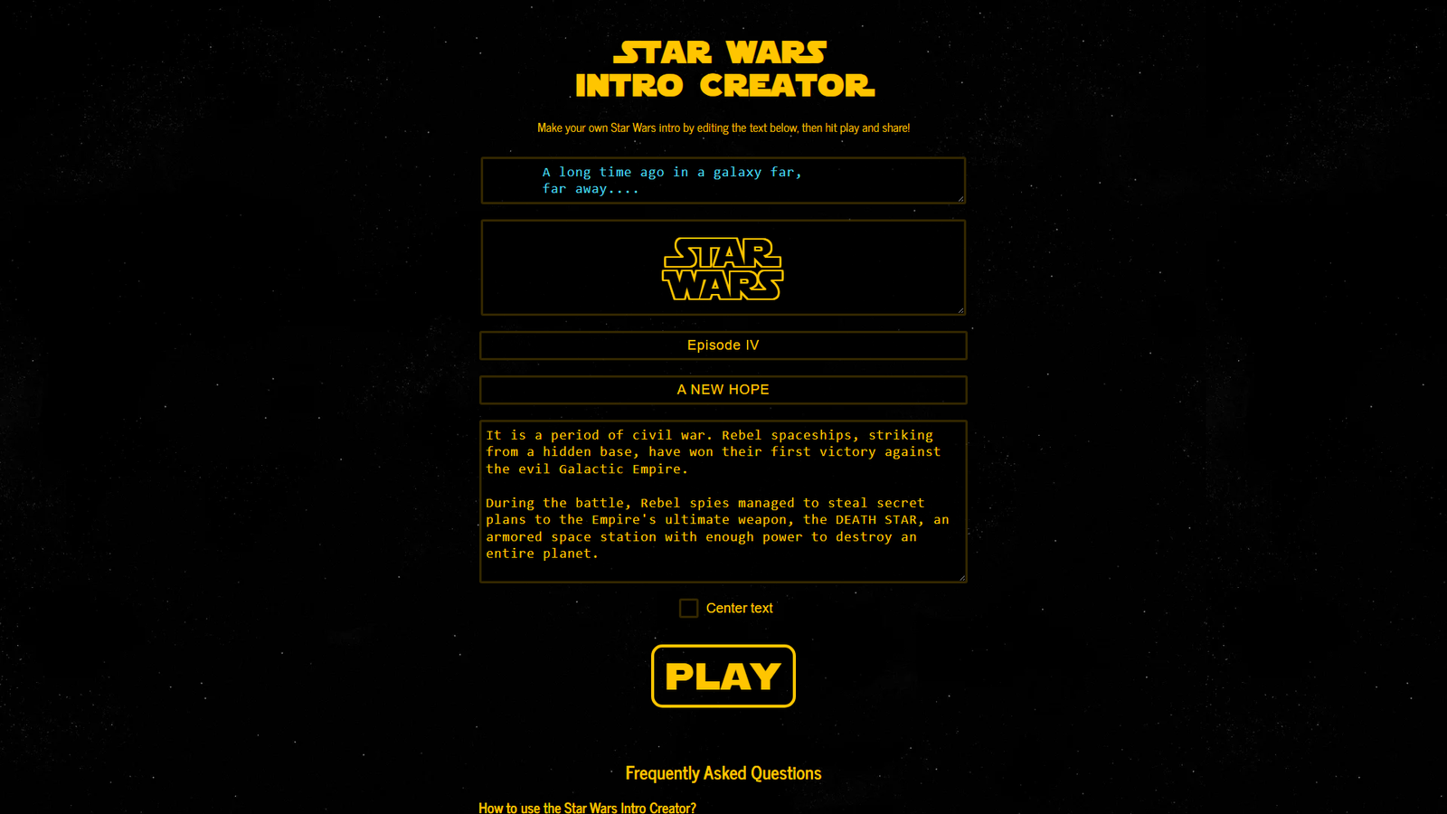 Star Wars Intro Creator Screenshot