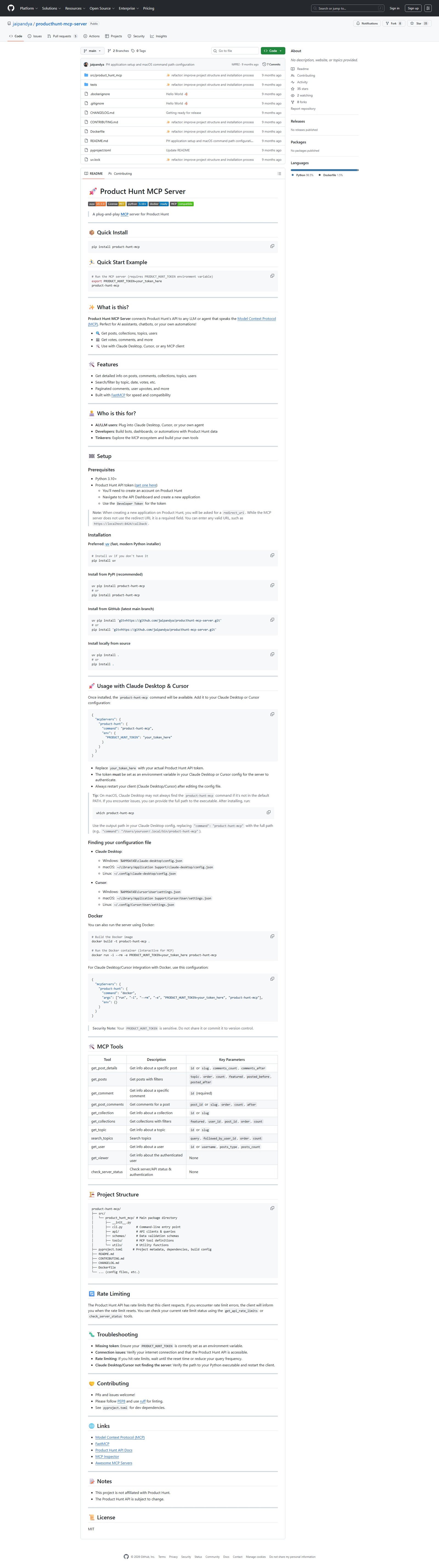 Product Hunt MCP Screenshot