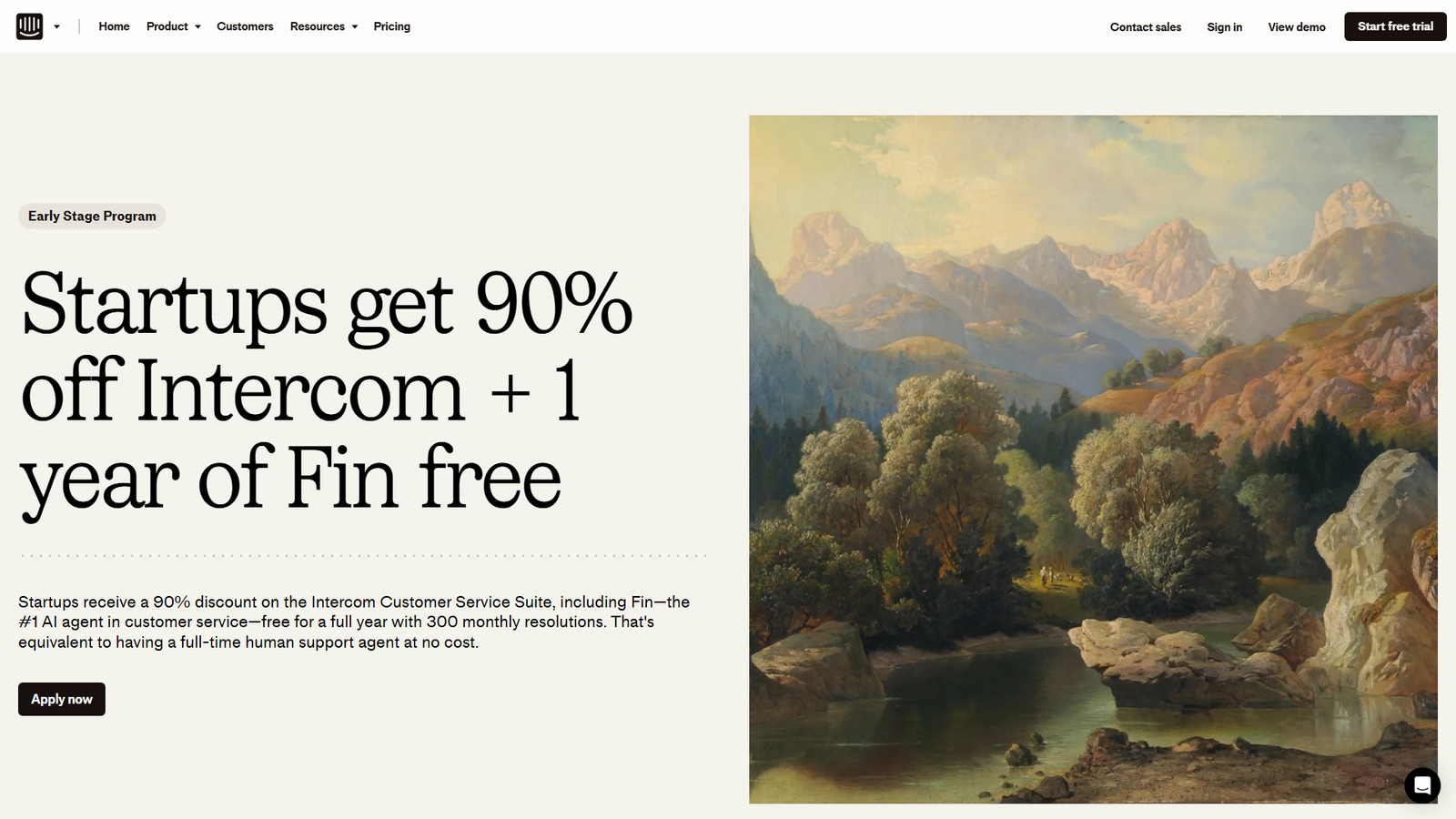 Intercom + Fin AI Agent for Startups Screenshot