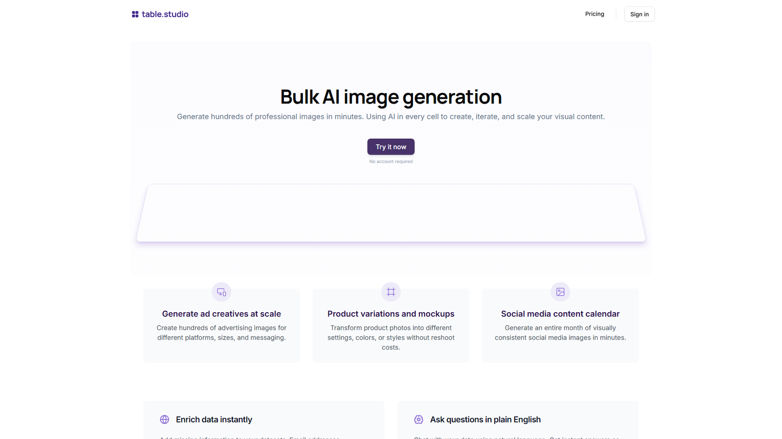Bulk AI Image Generation by table.studio Screenshot