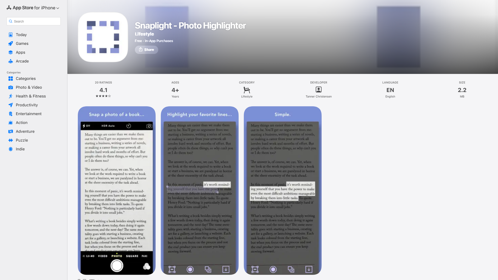 Snaplight for iOS and Mac Screenshot