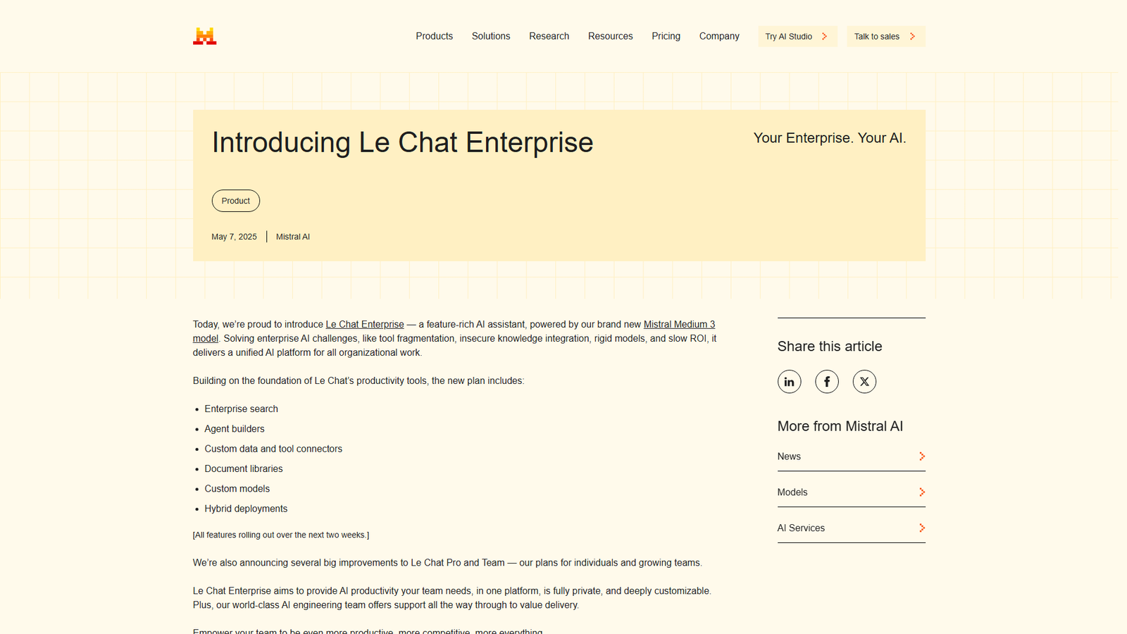 Le Chat Enterprise Screenshot