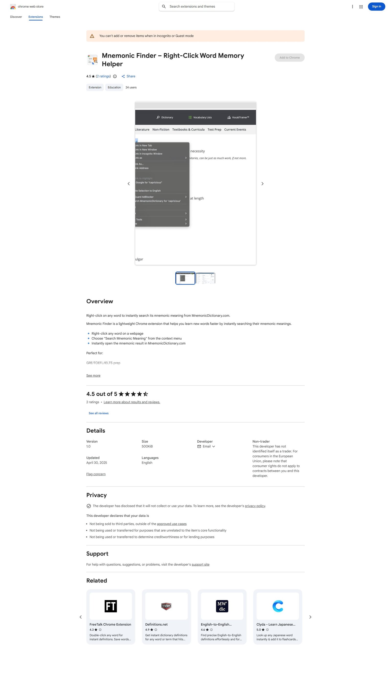 Mnemonic Finder Screenshot