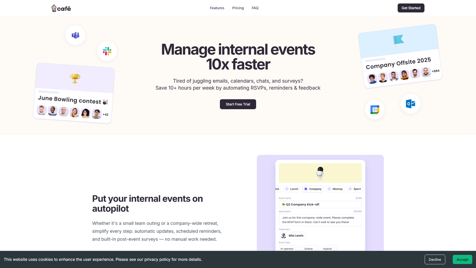 Café Events Screenshot