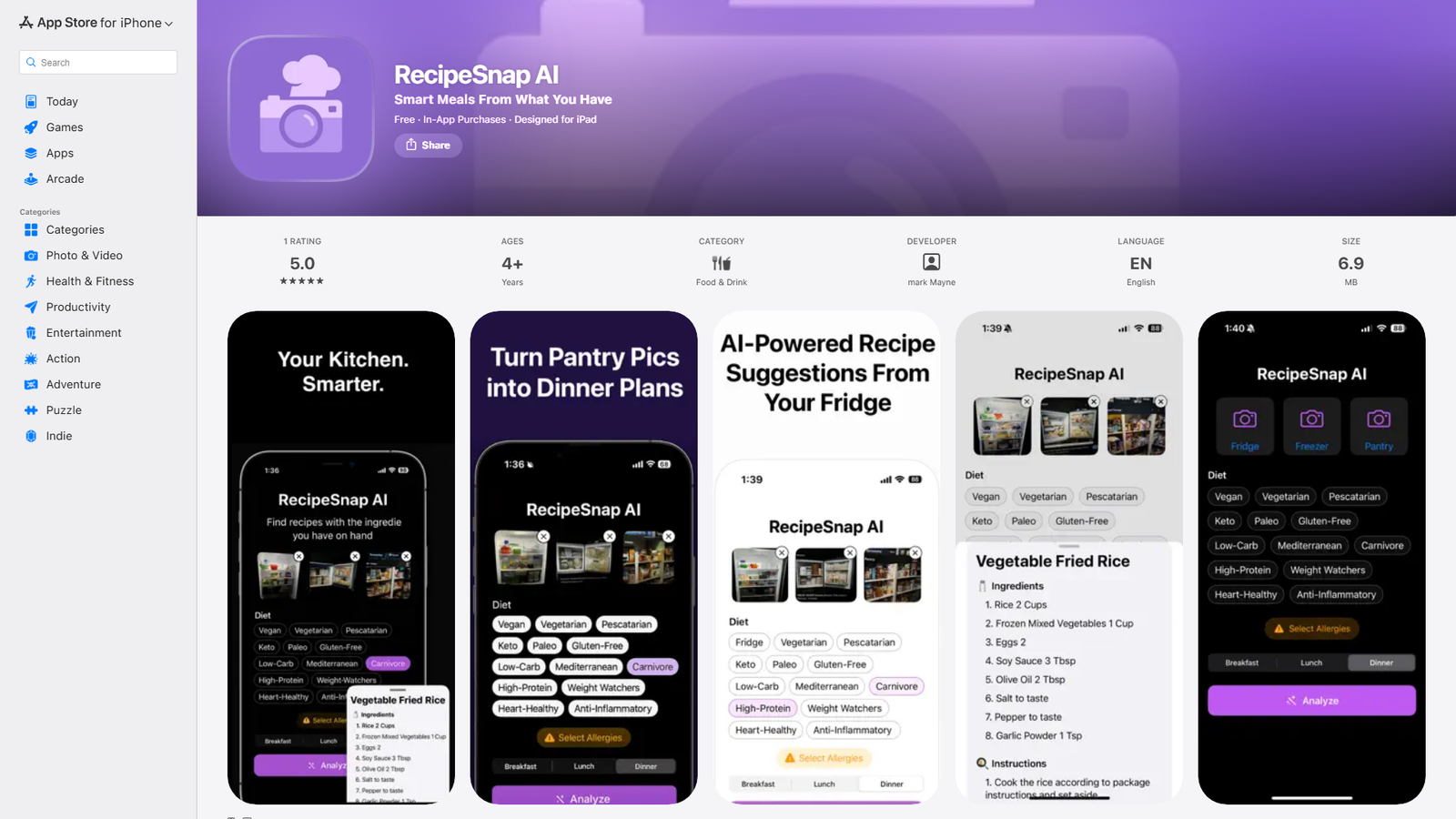 RecipeSnap AI Screenshot