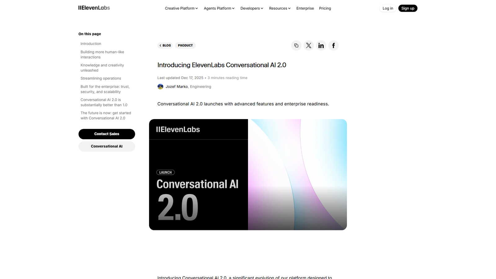 Conversational AI 2.0 From ElevenLabs Screenshot