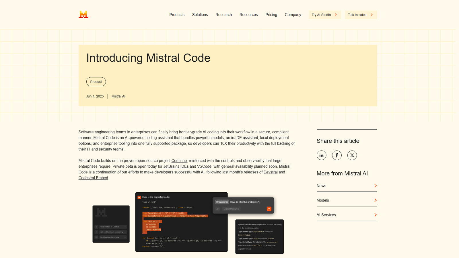 Mistral Code Screenshot