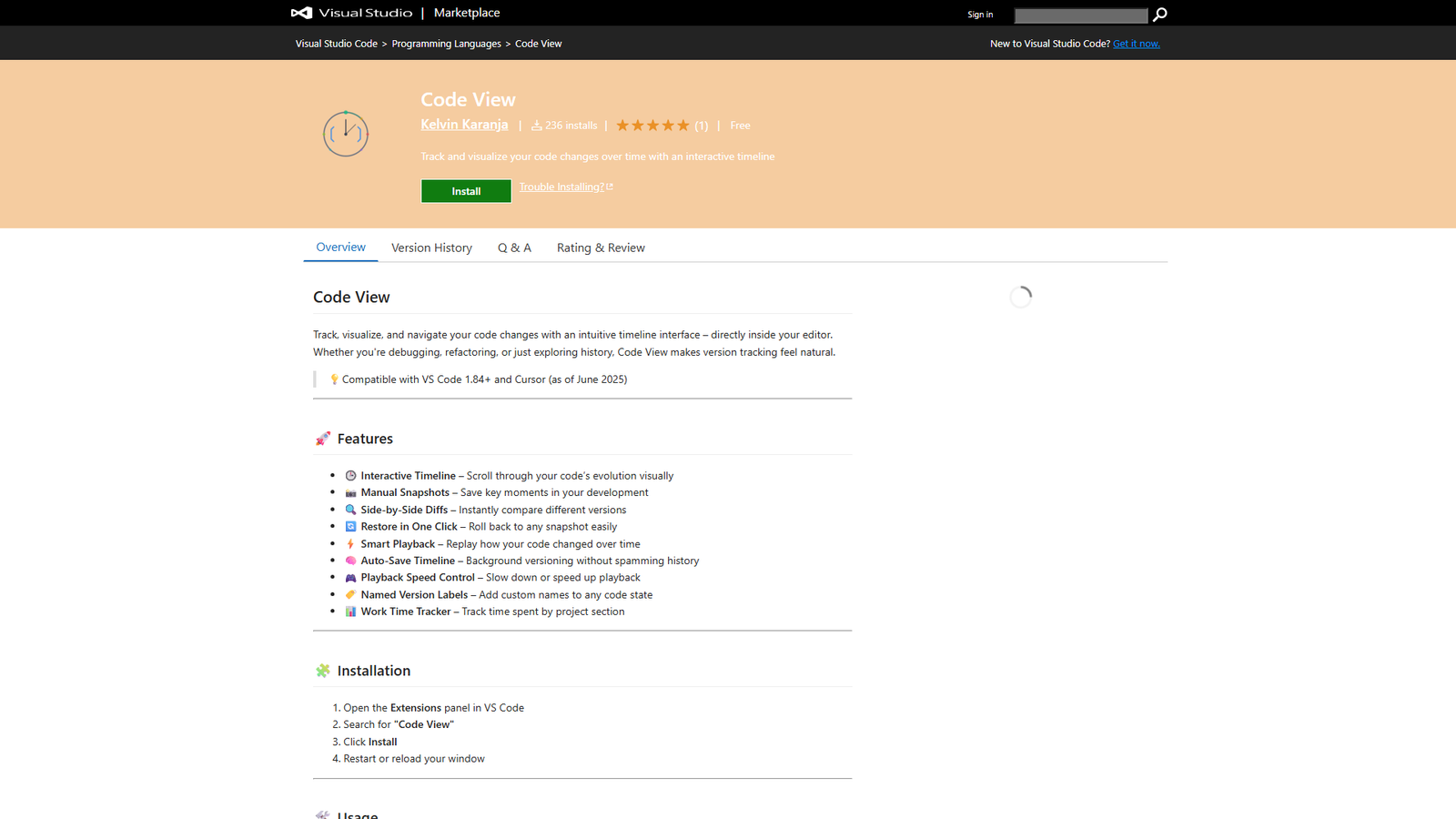 Code View (Beta) Screenshot