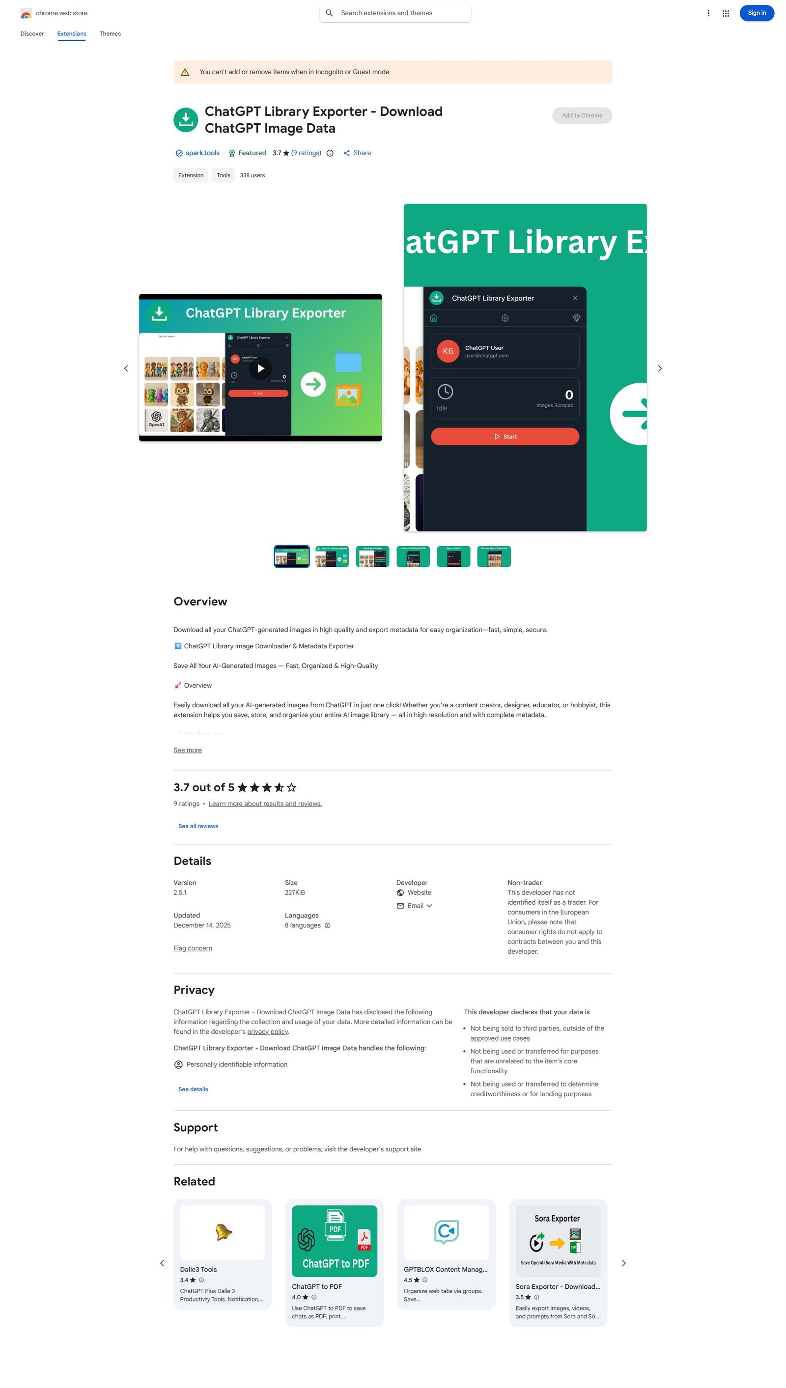 ChatGPT Library Exporter Screenshot