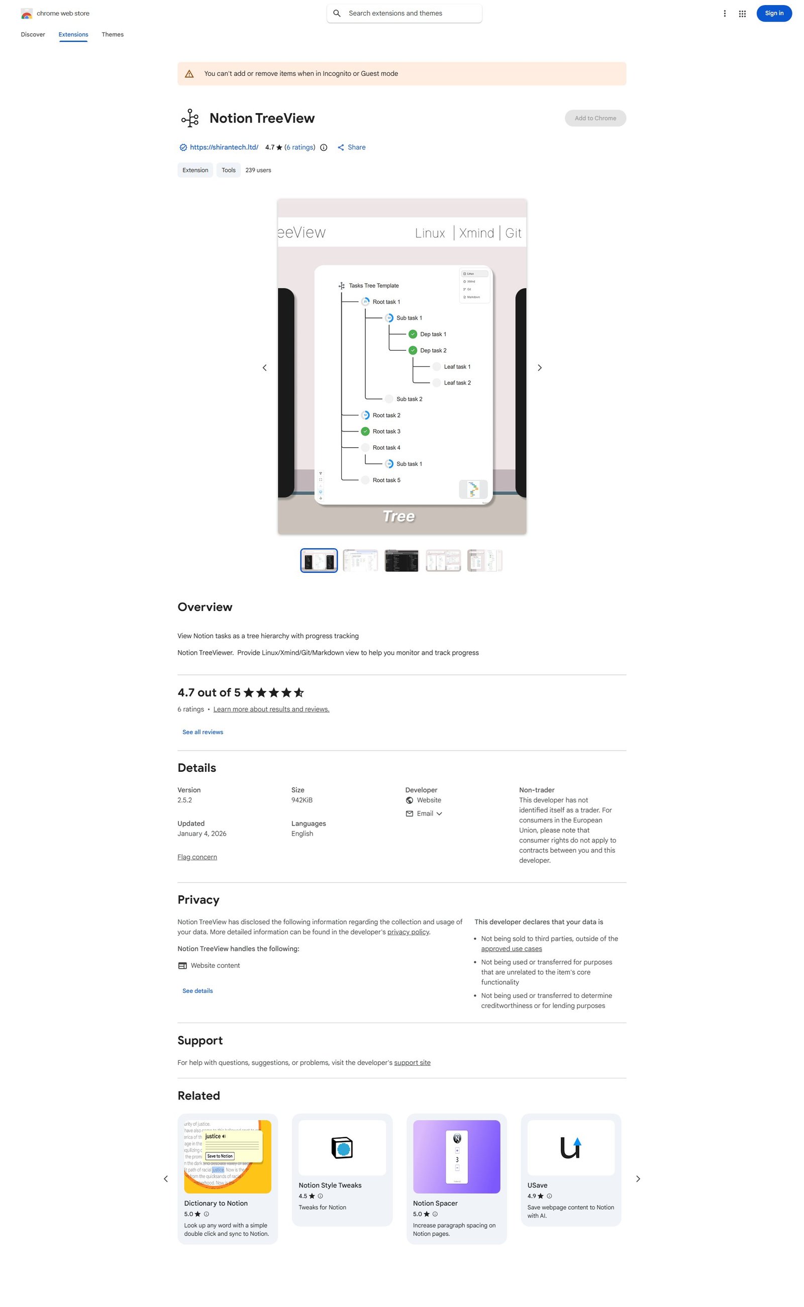 Notion TreeView Screenshot