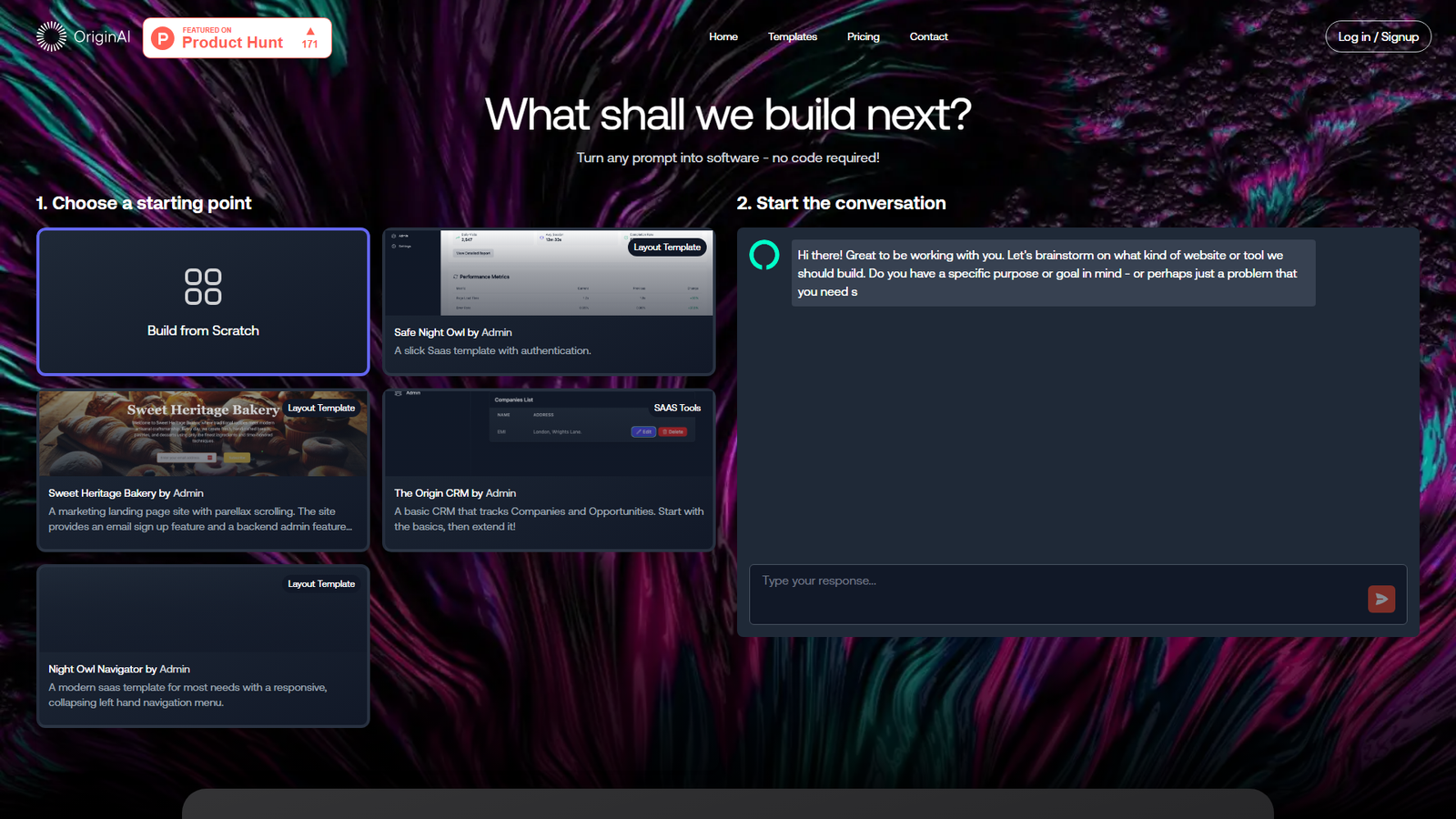 Origin AI + templates Screenshot