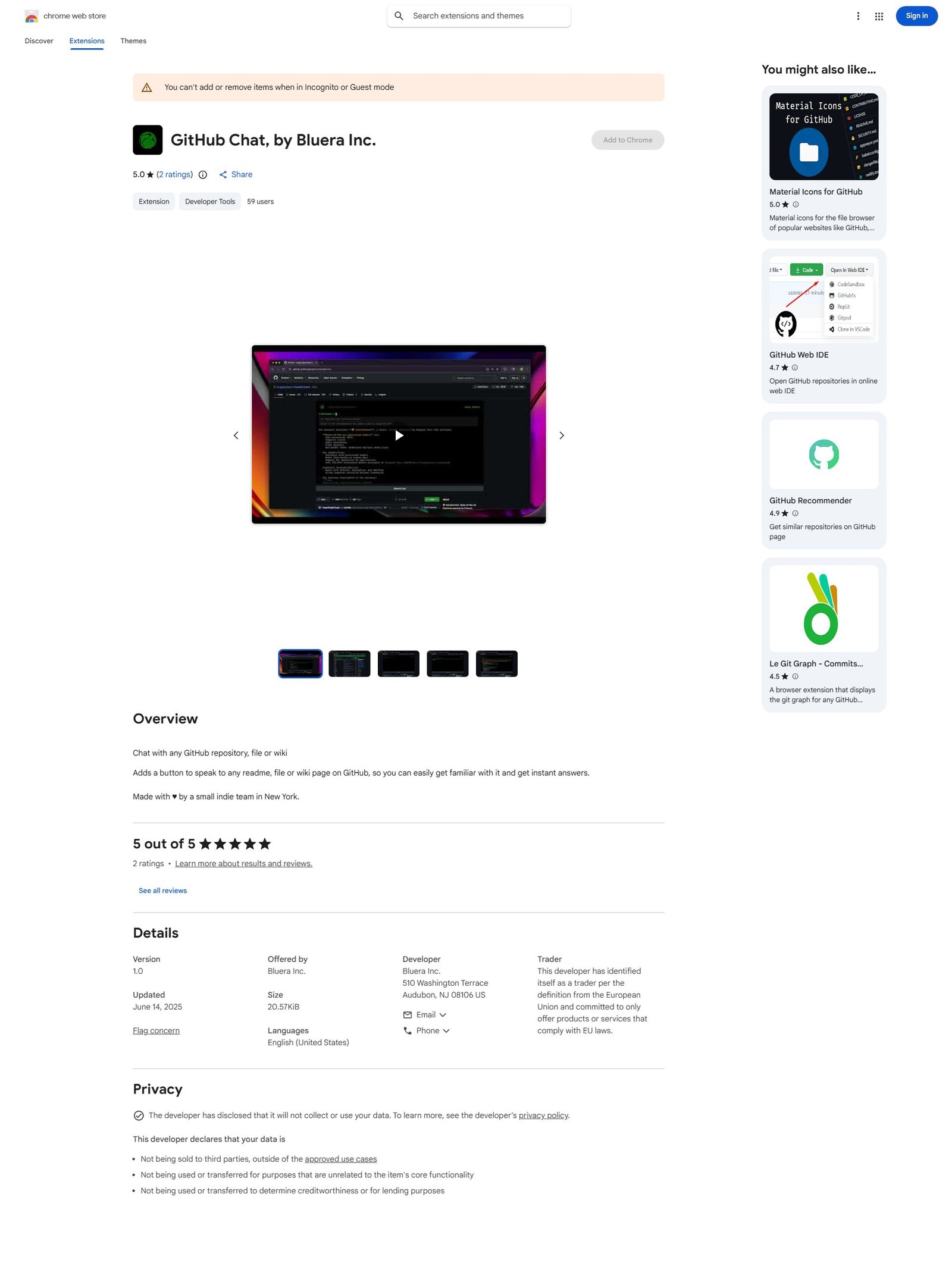GitHub Chat Screenshot