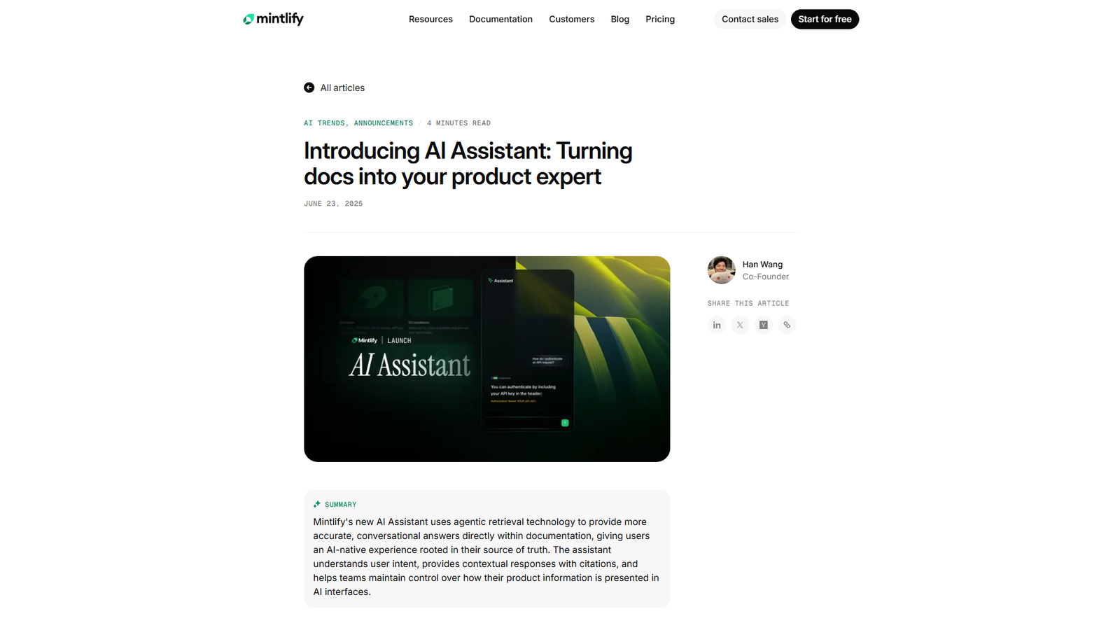 Assistant by Mintlify Screenshot