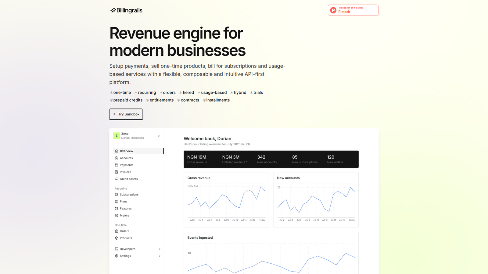 Billingrails Sandbox Screenshot