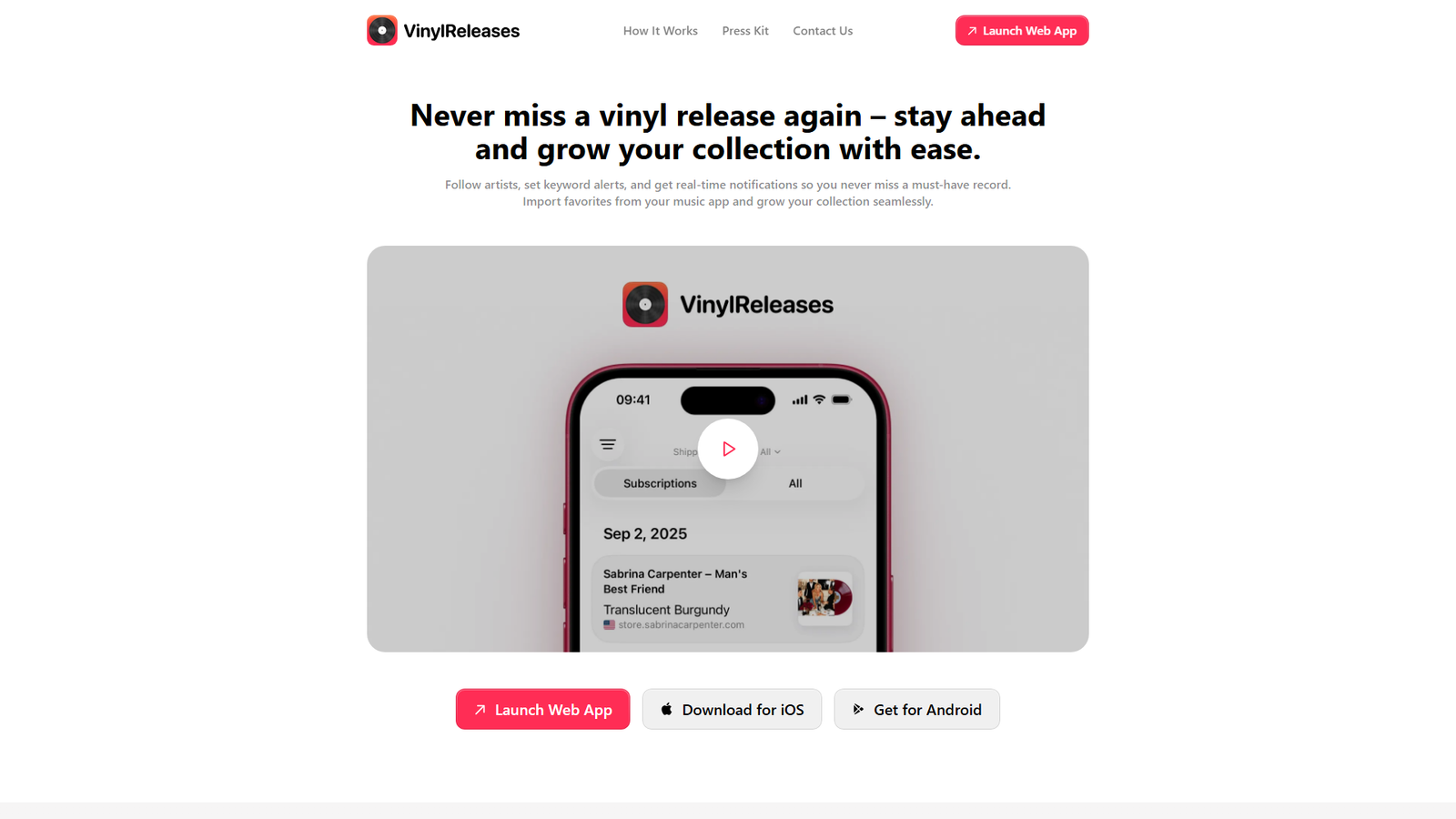 VinylReleases Screenshot