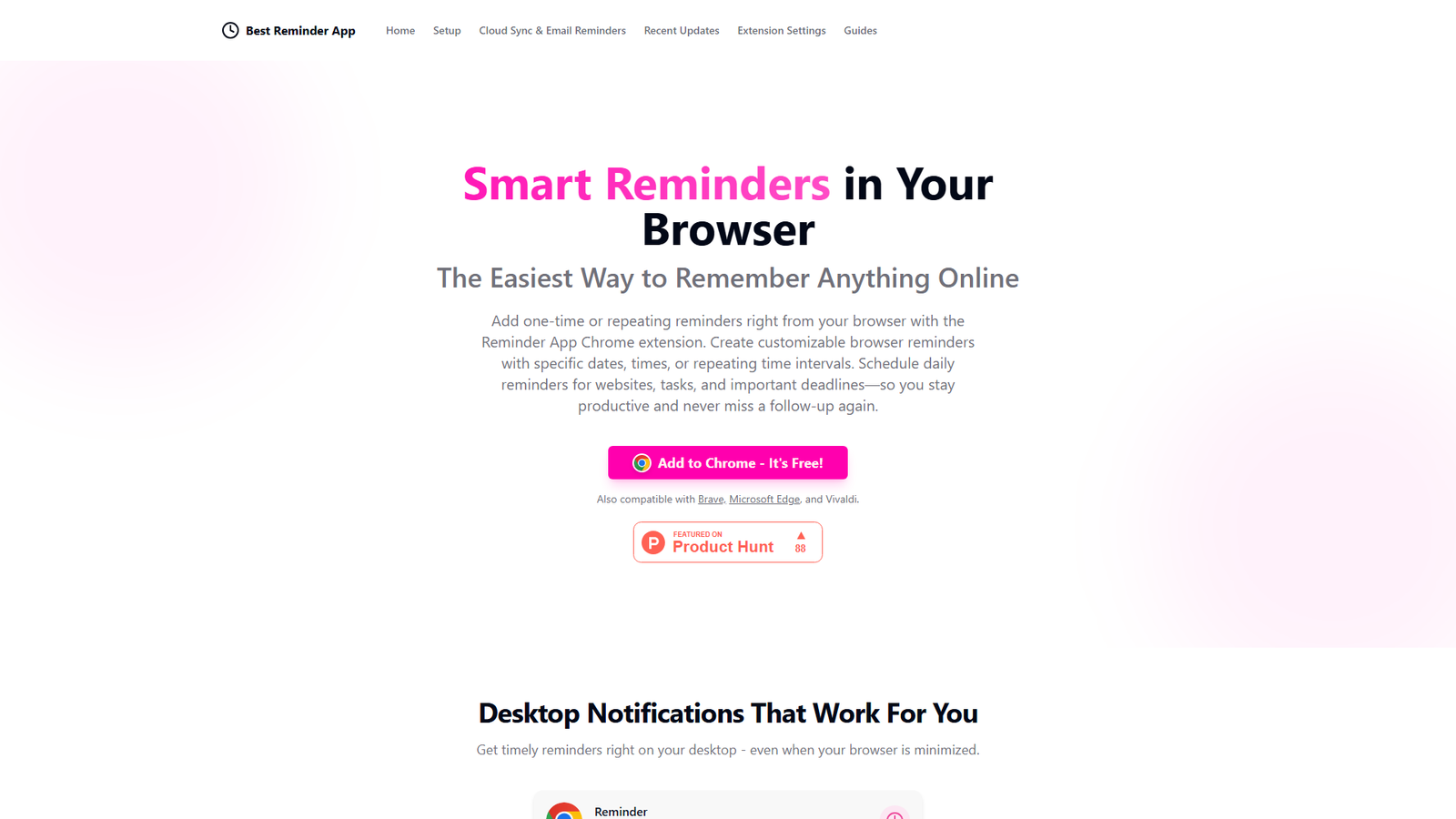 Best Reminder App Chrome Extension Screenshot