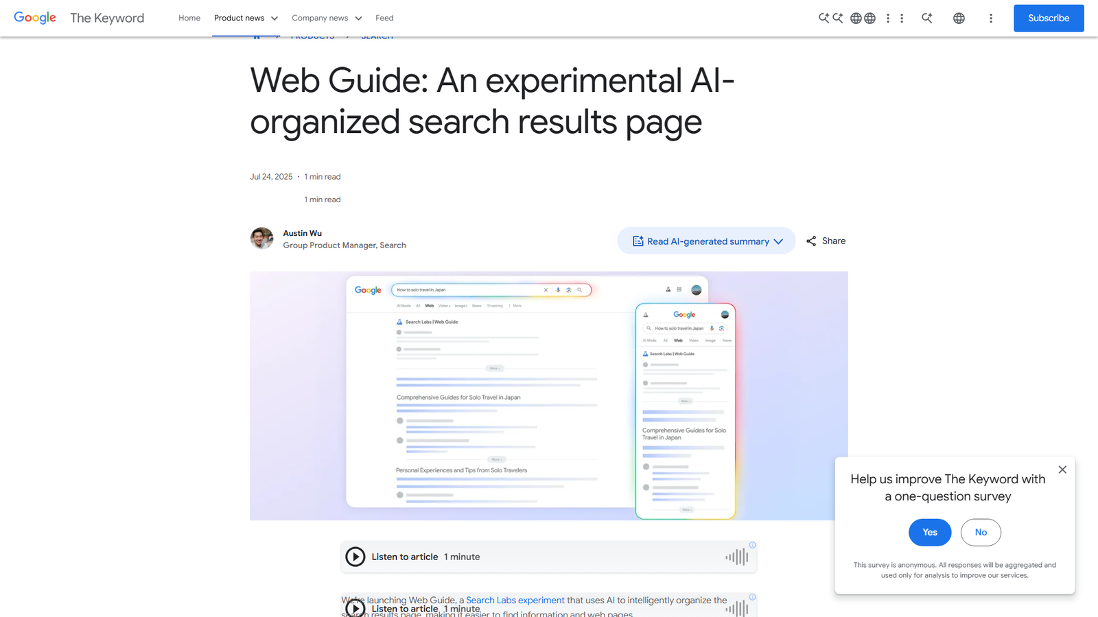 Google Search Web Guide Screenshot