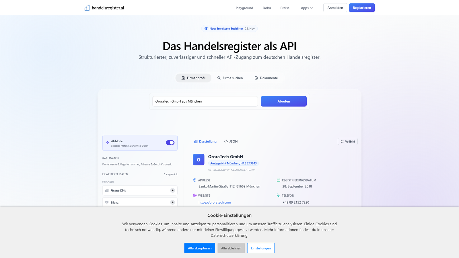 handelsregister.ai Screenshot